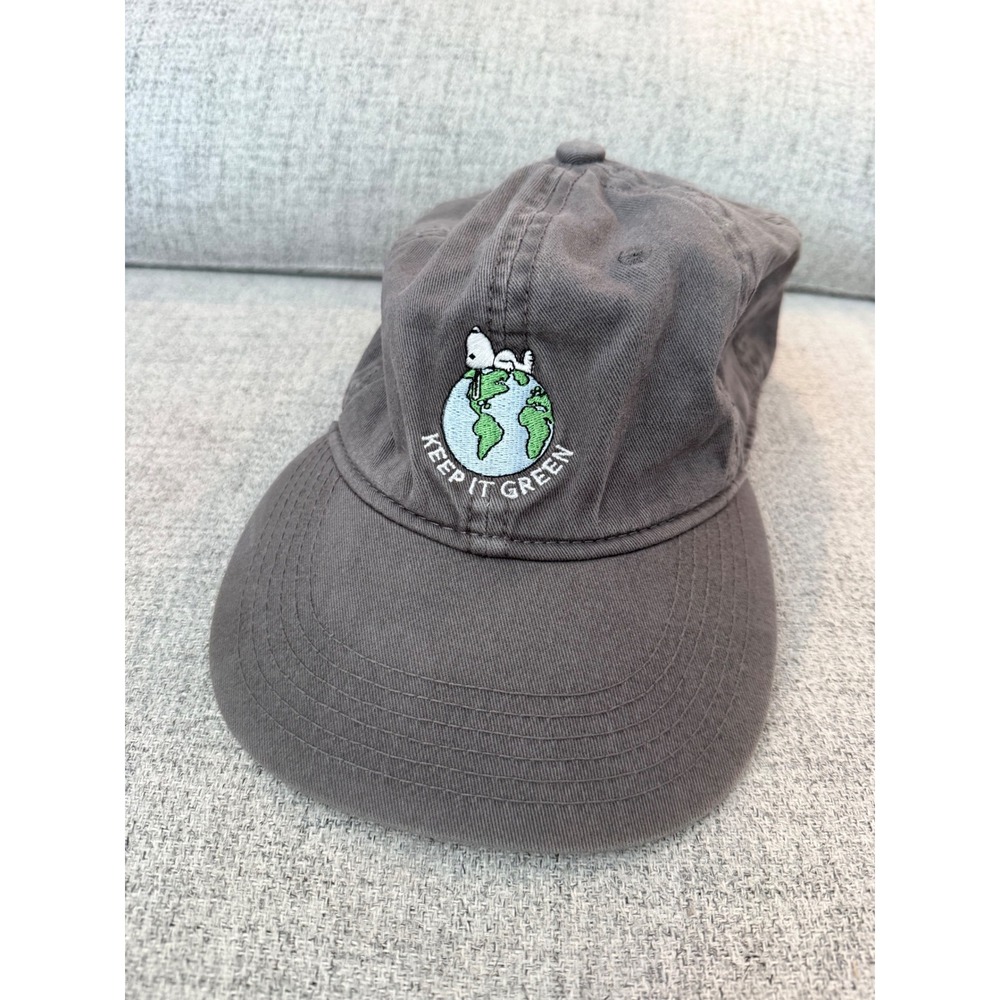 Peanuts Snoopy Keep It Green Earth Day Baseball Cap Gray Adjustable Kids Hat